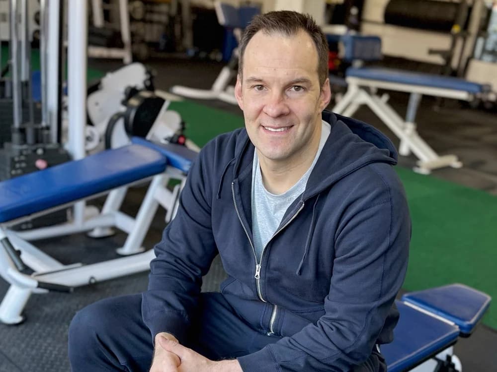 Dan Geraci in his Chicago strength-training space